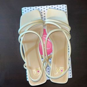 Delicious, New with box, strappy sandal with block heel and square toe. Size 8